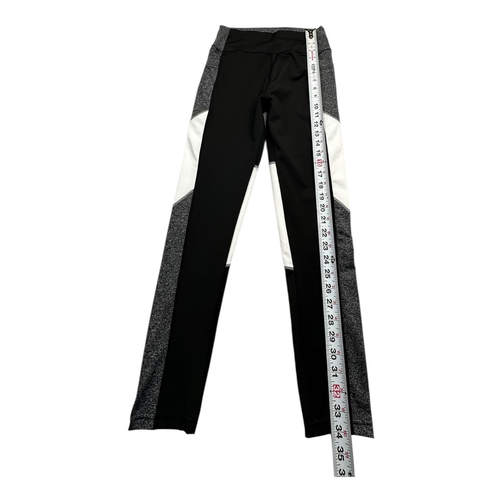 SHEIN Colorblock Athletic Leggings Black White Grey‎ Heathered Gym Workout - Picture 8 of 11